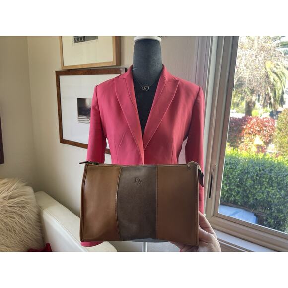 Vintage Christian Dior Brown Leather & Suede Clutch Bag - Authentic Dior 3604N main image 3